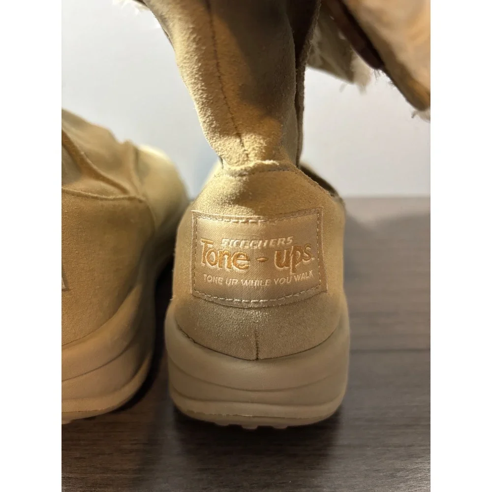 Sketchers‎ Tone Up Toning Faux Fur Lined Suede Ankle Boots Tan Size 6